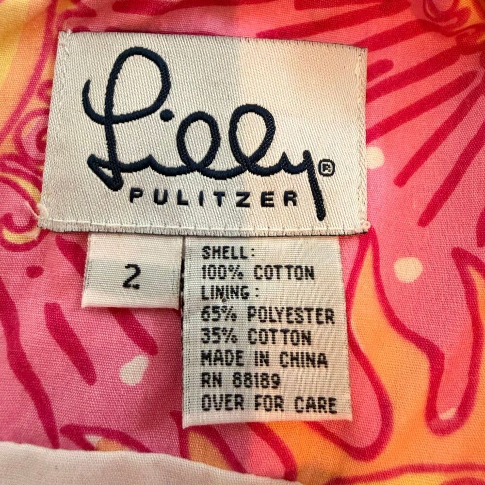 Vintage Lilly Pulitzer Sun Face Print Sleeveless Shift Dress Pink Yellow Size 2 - Picture 5 of 5